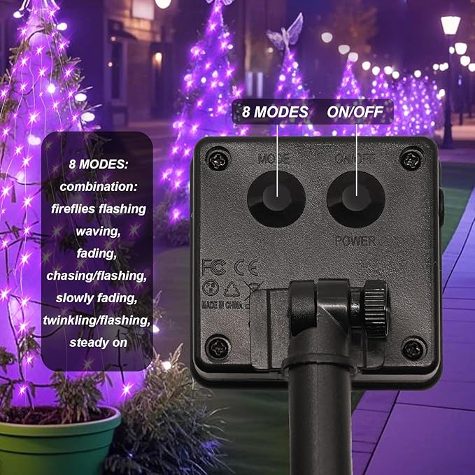 ZNYCYE Solar Waterfall Fairy Bunch Lights Outdoor Waterproof 200LEDs 8 Modes Watering Can Light, Purple Solar Powered String Lights Firefly Vine Garden Decorations Gardening Gifts for Mom