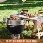 onlyfire Stainless Steel Rotisserie Ring Kit for Weber 22" Kettle Grills | Turns Your Kettle Into A Chicken Roaster