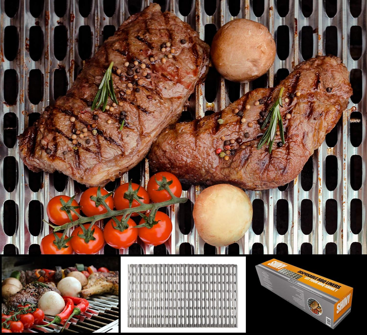 Food Grade Aluminum Disposable Grill Grate Liners, Pack of 12 Grill Toppers/Liners (12 x 20 Inch)