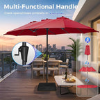 SUPERJARE 13FT Outdoor Umbrella for Patio, Double sided Pool Umbrellas with Fade Resistant Canopy, Large Table Umbrella for Deck, Market, Backyard - Burgundy