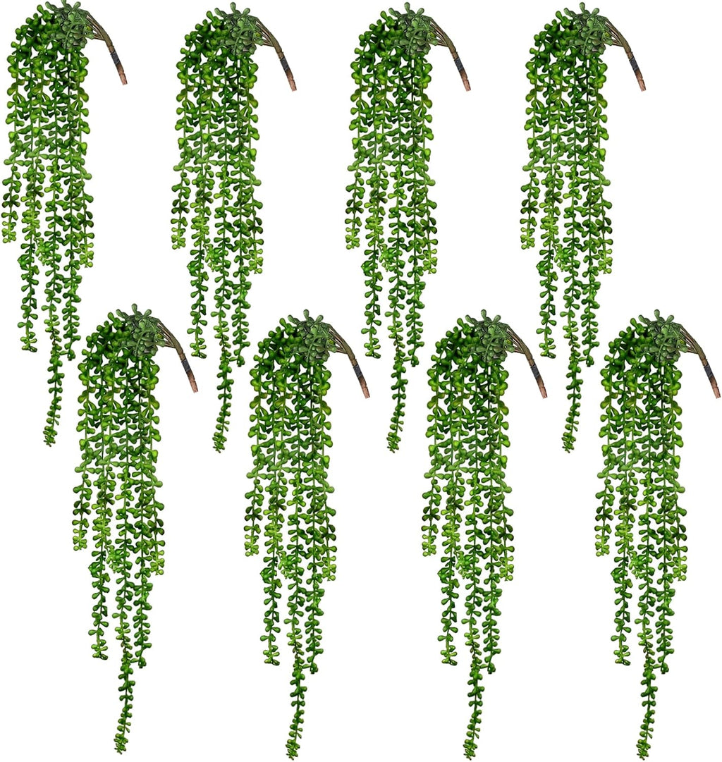 cewor 8pcs artificial succulents hanging greenery plants fake, main product view