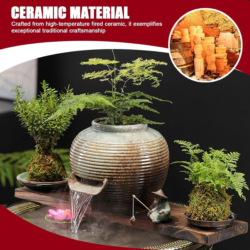Ceramic Water Fountain Spout U-Shaped, Spitters for Small Ponds | Fish Tank Water Circulation for Patio Pond Pool, Decoration Landscaping Fountain Ornaments(23*20*19cm/9.1*7.9*7.5in)