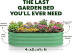 Plant & Plot Galvanized Raised Garden Beds Outdoor // 4×2×1 ft (2-Pack) Planter Raised Beds for Gardening, Vegetables, Flowers (Light Green) // Large Metal Garden Box