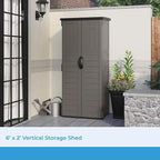 Suncast 22 Cubic Ft. Vertical Resin Outdoor Storage Shed with Lockable Double Doors, Weather-Resistant Multi-Wall Panels, Stoney