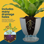 Planter Pots with Drainage Holes - Lightweight, Durable & Space-Saving Pots for Indoor and Outdoor - Versatile Functionality, Simple Modern Design, Set of 5 Plastic Planter Pots - Gray