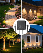 ZZXX All-in-One LED Landscape Lighting Kit, 4-Pack Low Voltage Landscape Lights with Transformer 32FT Wire and Connectors, 2700K Waterproof Outside Spotlights for Yard Garden Tree Pathway House