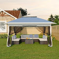 Canopy Tent 13x13 ft, Pop Up Gazebo One-Push Setup with 4 SandBags for Backyard Parties and BBQs, Mosquito Netting & Height Adjustable - Navy Blue
