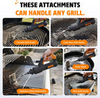 Electric Grill Brush for Outdoor Grill Rechargeable BBQ Grill Cleaner | 4 Replaceable Brush Heads, 3 Speed Modes, 940 RPM Motor, Up to 100 Minutes of Runtime, Suitable for Barbecue Grates