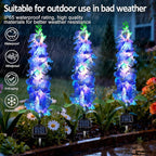 Solar Garden Lights, Solar Blue Delphinium Flowers Lights 8 Pack 160 LEDs, Waterproof Outdoor Light Two Lighting Modes for Outside Wedding Party Garden Yard Patio Lawn Decor