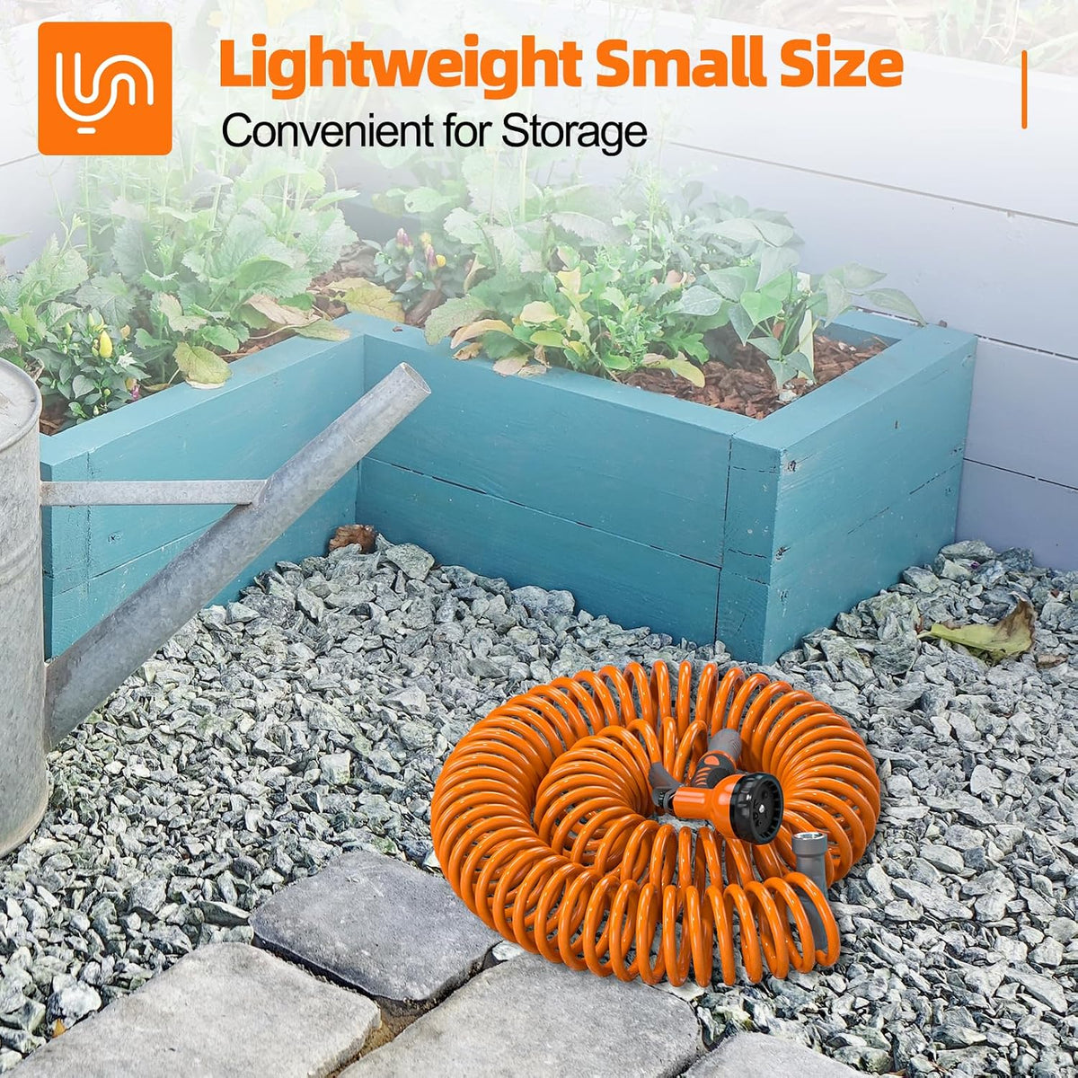 specilite 3/8" lightweight coil garden hose 75 ft, close-up detail