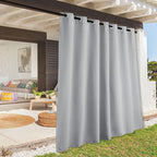 RYB HOME Outdoor Curtains Waterproof - Sun Blocking Curtains Privacy Shades for Garage Patio Door Window Porch Pergola Outdoor Shower, W 100 inches x L 84 inches, 1 Panel, Light Grey