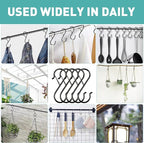 Navona 40 Pcs S Hooks for Hanging Heavy Duty, 3.5-inch Heavy Duty Metal S Hook with Safety Buckle, Suitable for 0.5 inch Rods, S Hook for Hanging Plants, Closet, Kitchen Utensil, Pot, Pan, Bags
