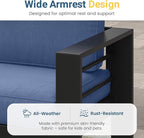 Solaste Aluminum Outdoor Patio Furniture Set, 5 Seats Patio Sectional Sofa with 5" Thick Cushion, Outdoor Patio Set with Coffee Table for Porch, Backyard, Deck, Yard, Blue