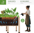 AMERLIFE 7x2 Ft Raised Garden Bed, 16 Inch Depth Featuring Legs, Drainage Holes, Ideal for Deep Rooted Vegetables, Flowers, Herbs, Elevated Wood Planter Box for Balcony, Patio, Backyard, Easy Assembly