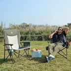 EVER ADVANCED Oversized Folding Camping Chair, for Adults Heavy Duty Lawn Chair with Side Pockets, Portable Collapsible Quad Chair for Outside, Support Up to 500lbs, Green