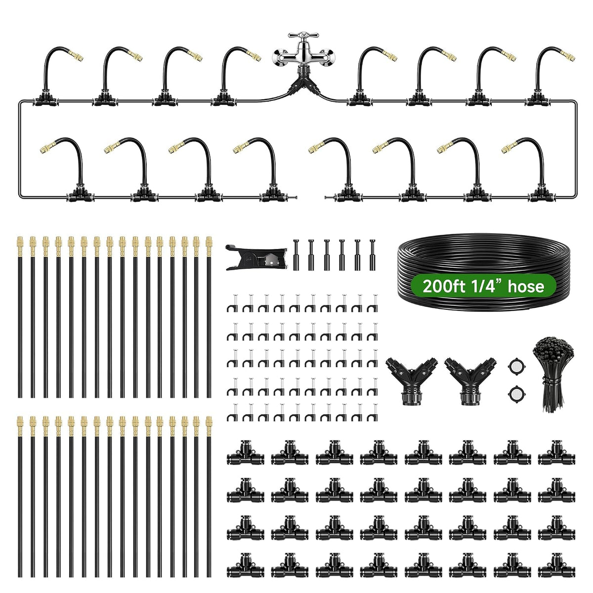 200ft 1/4" drip irrigation system, garden watering system, main product view