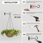 6Pack 4inch Wall Hook for Hanging Plant Bracket Black