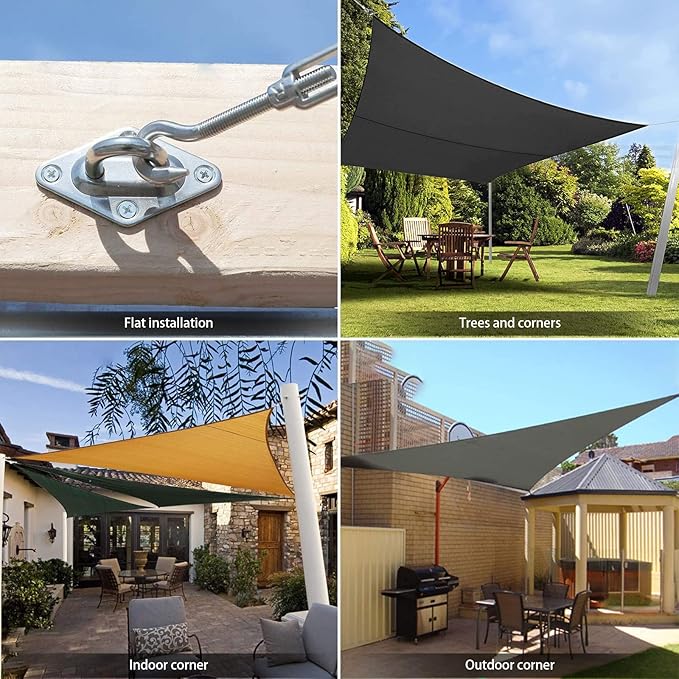 Sun Shade Sail Hardware Kit 6 Inch for Rectangle & Triangle Shade Sail Install, Stainless Steel Shade Sail Fixing Accessories for Outdoor Patio Canopy Garden, Heavy Duty Awning Attachment Set (44 Pcs)