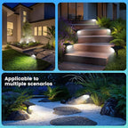 Solar Spot Lights Outdoor IP68 Waterproof, Ultra-Bright Performance，Simple Modes for Easier Operation, Auto On/Off，Solar Powered Landscape Lights for Garden, Yard, Pathway (Cool White, 6 Pack)
