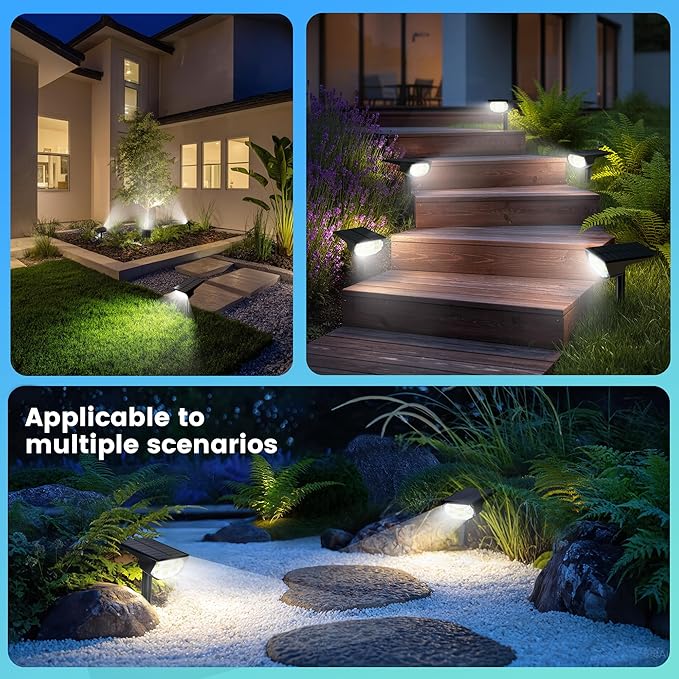 Solar Spot Lights Outdoor IP68 Waterproof, Ultra-Bright Performance，Simple Modes for Easier Operation, Auto On/Off，Solar Powered Landscape Lights for Garden, Yard, Pathway (Cool White, 6 Pack)