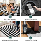 KOZYFLY Buffalo Plaid Rugs 2x4.3 Ft Black and White Rug Front Door Mat | Washable Front Door Rug, Woven Cotton Indoor Outdoor Rug, Front Porch Kitchen Entryway Patio Farmhouse Checkered Doormat