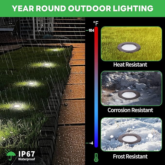 Landscape Well Light Kit, 8 Pack LED Low Voltage In Ground Lights and 100W Transformer and 100FT Cable and 30 Wire Connectors, IP67 Waterproof 12V Outdoor, Aluminum for Sidewalk Tree Path