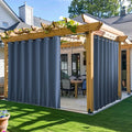 NICETOWN 2 Panels Outdoor Curtains for Patio Waterproof & Windproof, Extra Wide Grommet & Back Tab on Top & Bottom Thermal Insulated Sun Blocking Drapes with Rope for Deck, Stone Blue, W100 x L95