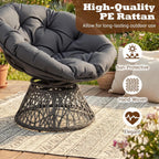 Giantex Wicker Papasan Chair with Soft Thick Cushion and High Capacity Metal Frame, 360° Swivel Ergonomic Lounge Reading Chair for Living Room, Bedroom, Patio, Indoor Outdoor Use (Grey)