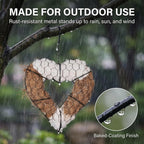 Bird Nesting Material Holder, Heart Shaped Hanging Bird Nesting Material for Wild Birds, Metal Holder with Natural Cotton & Coconut Fiber, Cottagecore Garden Decor for Bluebirds Chickadees Finches