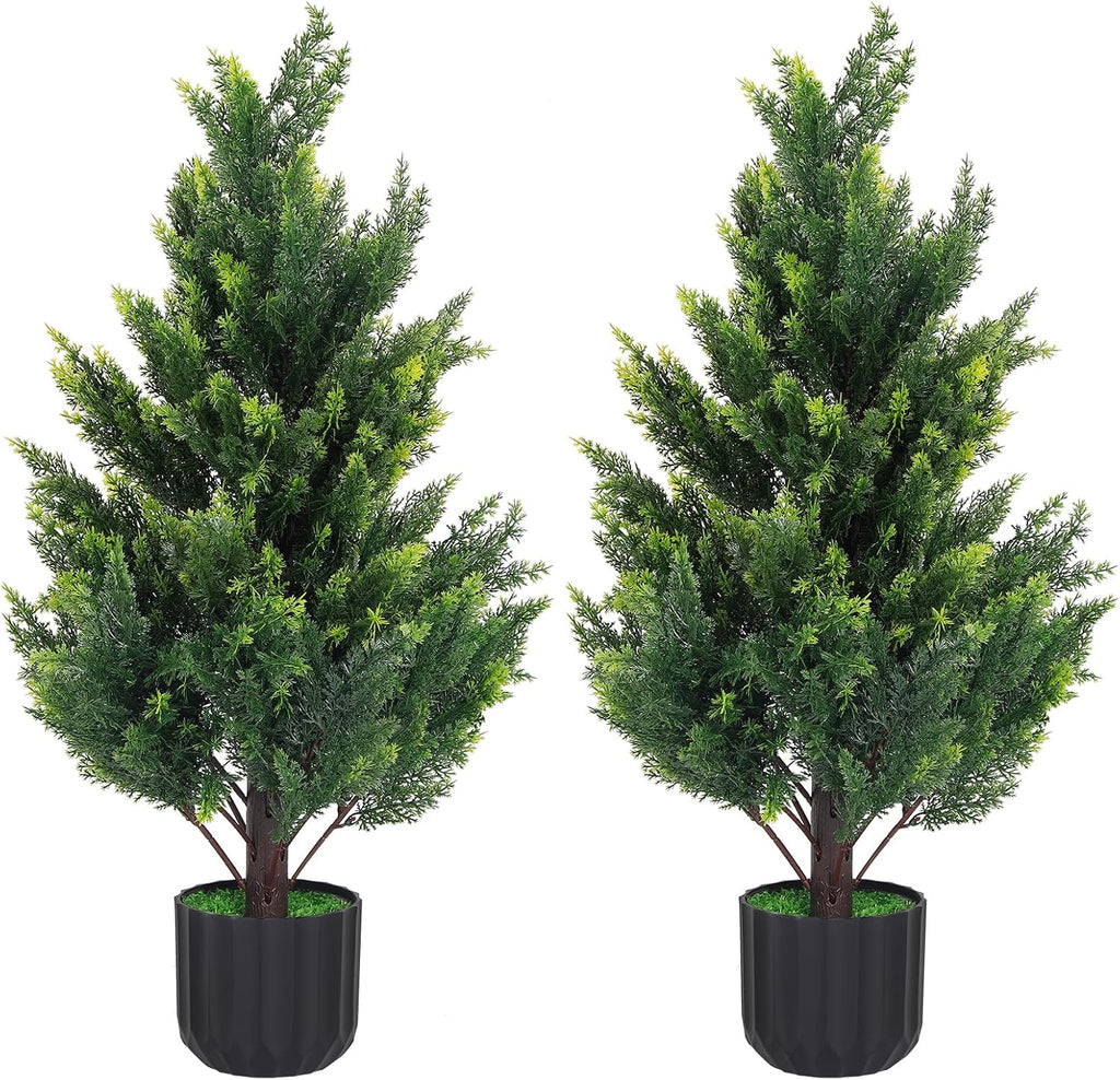 3ft tall artificial cedar topiary trees set of, main product view