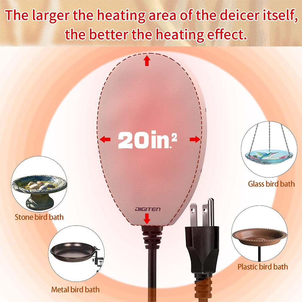 Birdbath Deicer Bird Bath Heater for Outdoors in Winter Thermostatically Controlled Chicken Water Heater Made of Heavy Duty Premium Cast Aluminum 60W Immersion Deicer for Garden Yard Lawn