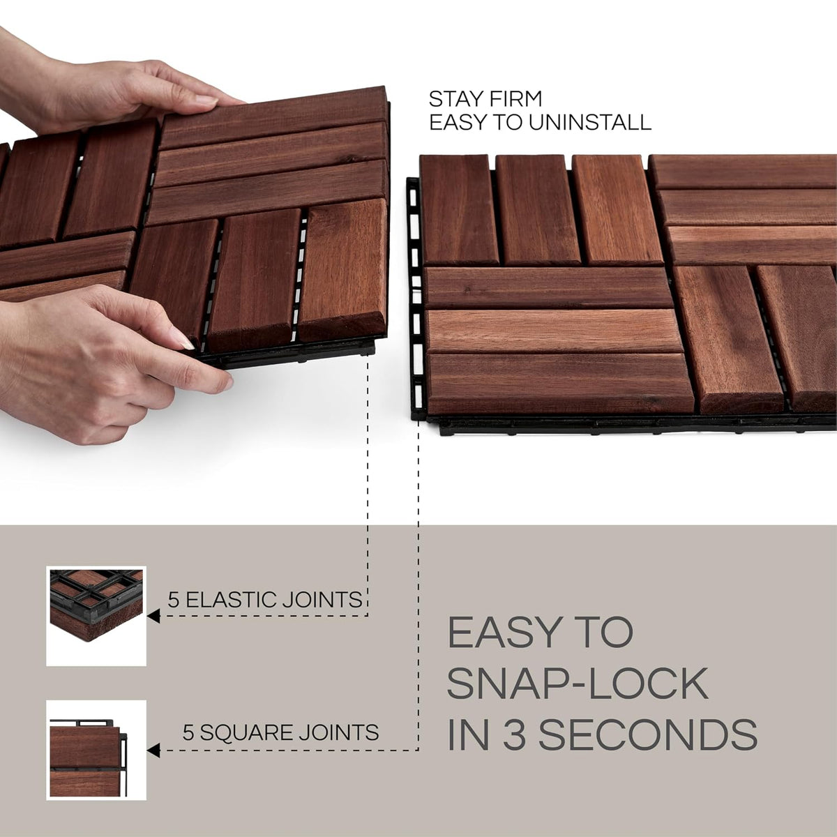thyoi premium deck tiles, 10 pcs patio flooring showing dimensions