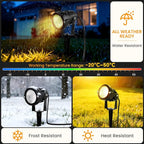 Halloween Christmas Spotlights Outdoor: RGBW Spot lights Plug in 120V Remote Control 16 Color Changing Waterproof LED Landscape Spotlights for Yard Garden Lawn Holiday Décor, 6 Pack (RGB + Warm Light)