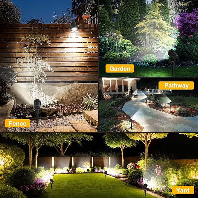 T-SUNUS Christmas Solar Spot Lights Outdoor White 6000K IP65 Waterproof 2-in-1 Landscape Spotlights, 9.8ft Cable Separate Panel Auto Dusk to Dawn for Flag Yard Garden Driveway Pathway Garage Halloween