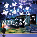 Halloween Projector Light with 1 Film Slides Holiday LED Projector Lights Outdoor Reflectors Waterproof Landscape Decorative Rotation Lighting Movement Projection Lamp(Ghost)