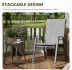 UDPATIO Patio Chairs Set of 4, Stackable Outdoor Dining Chairs with High Back, Breathable Textilene Fabric Outdoor Chair All Weather, 350LBS Capacity for Garden, Backyard (Light Grey)