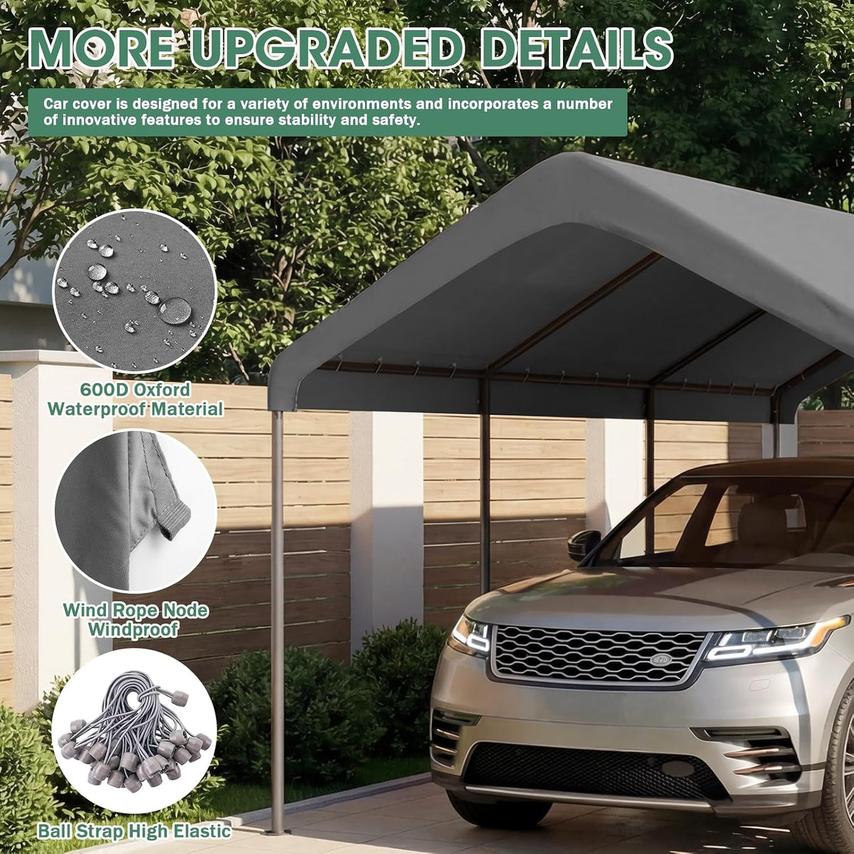 10x20 canopy replacement cover, outdoor carport canopy top showing dimensions