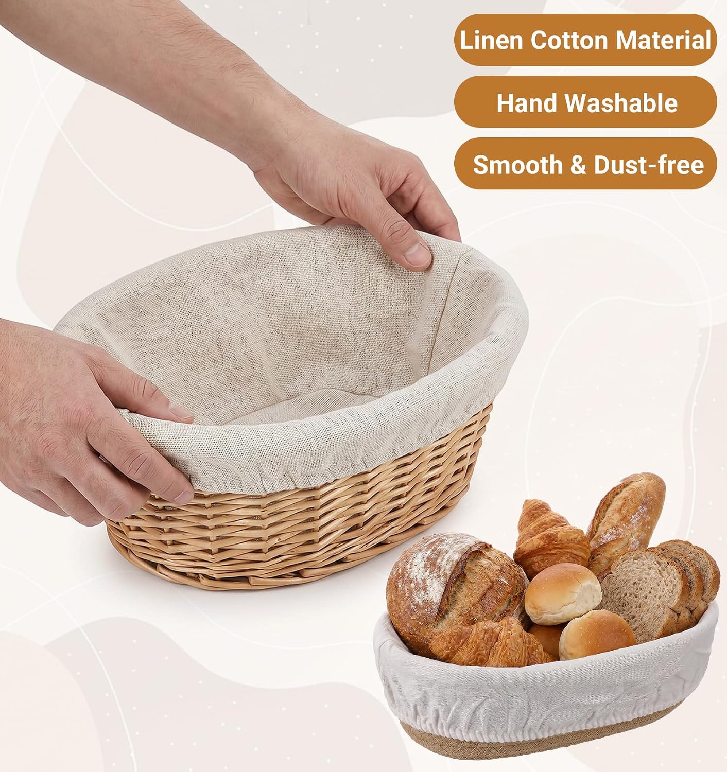 6 Pcs Sourdough Proofing Basket Liner, 10 Inch Oval Bread Proofing Cloth Liner for Banneton Basket Sourdough Baking Dough Baskets Cover (Cotton-Linen, Oval)
