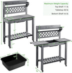 yaheetech outdoor potting bench with sink, garden table shown in use