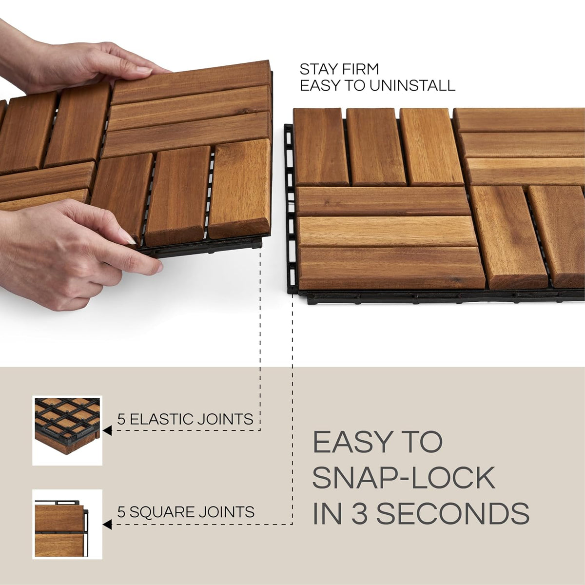 thyoi premium deck tiles, 10 pcs patio flooring showing dimensions