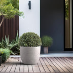 Kante 14 Inch Dia Round Concrete Planter, Indoor Outdoor Large Plant Pot with Drainage Hole and Rubber Plug for Home Patio Garden, Light Gray