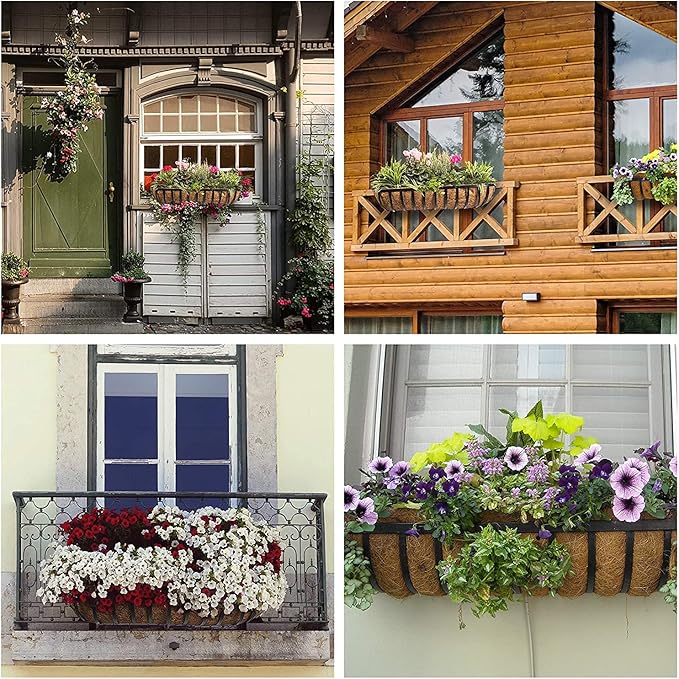 2 pcs Garden Coconut Planter Liners Preformed Window Box Liners Natural Trough Coco Liner Coir Mats (30 inch)