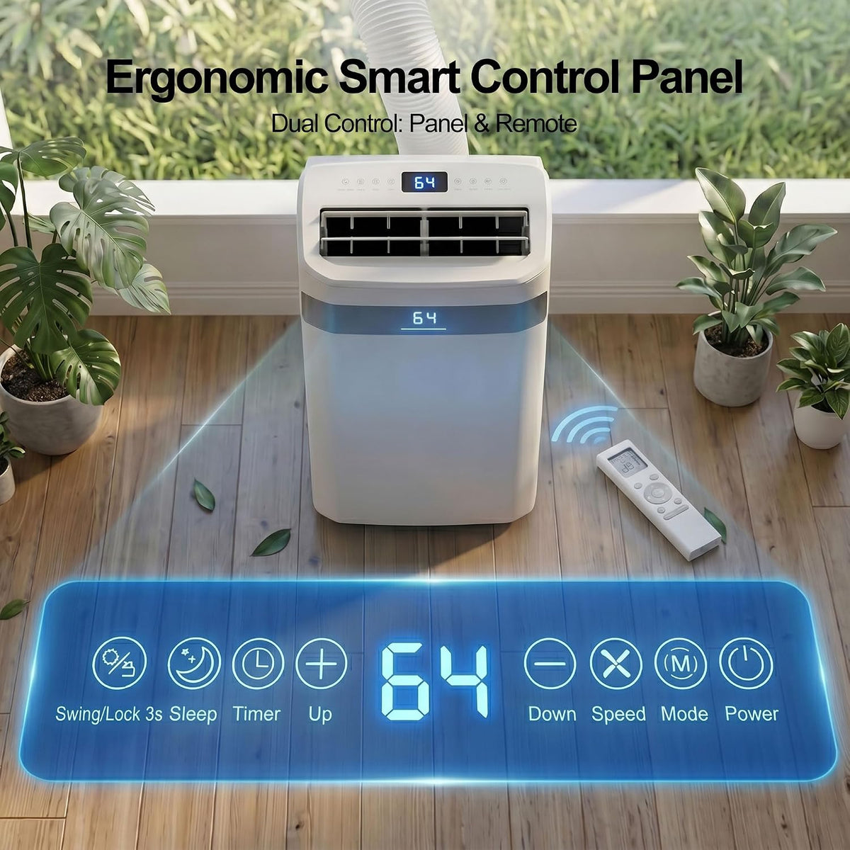 uthfy 12,000 btu portable air conditioners, 4-in-1 portable showing dimensions