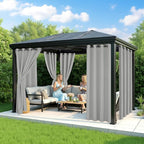 Outdoor Curtains for Patio Waterproof - 6 Panels Privacy Weatherproof Outside Curtains with Grommets for Pergola, Gazebo, Porch, Cabana, Balcony, 54 x 84 Inch, Silver