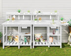serwall outdoor potting bench with removable sink,gardening table,white, view 9