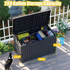 Deck Box - 280 Gallon Large Outdoor Storage box,Waterproof Patio Furniture and Storage Deck - Lockable and UV Resistant, Perfect for Pool and Outdoor Use, Weatherproof Resin, Lockable (Black)