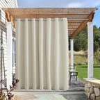 NICETOWN Outdoor Curtain Extra Wide for Patio Waterproof & Windproof, Rustproof Top and Bottom Grommet Thermal Insulated Drape Public Divider for Porch/Cabana, Beige, 1 PC, W100 x L84
