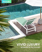 Outdoor Lounge Chair for Pool, Aluminum Chaise Lounge Chairs with 5-Position Recliner, Patio Lounge Chair for Backyard, Poolside, Deck, Lawn (LightGreen)