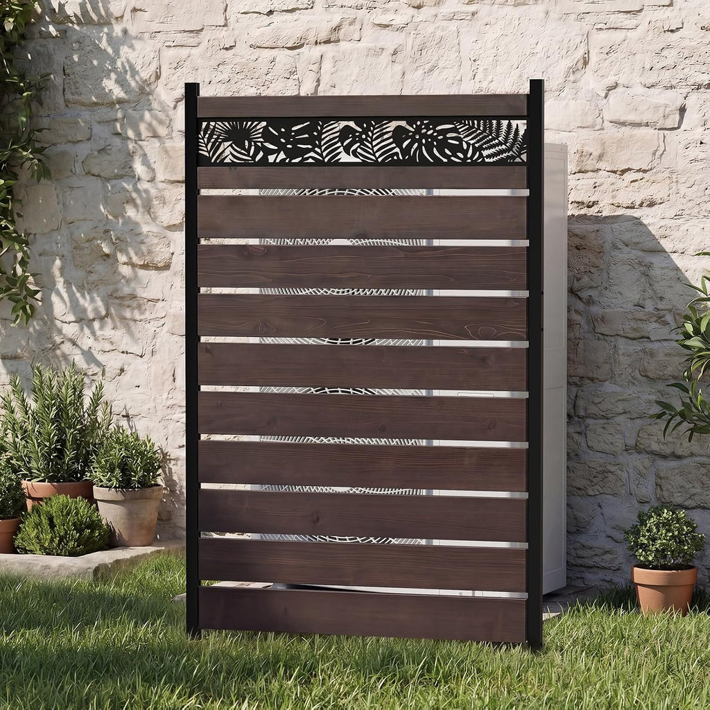 wooden privacy fence screen,outdoor trash can and air, main product view