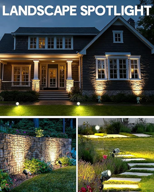 12V24V Low Voltage Landscape Lights Outdoor,6000K White LED Landscape Lights with 3 Color Lenses (Red,Yellow,Green),IP67 Waterproof Outdoor Spot Lights for Garden Passage Wall Tree Fence,6 Pack